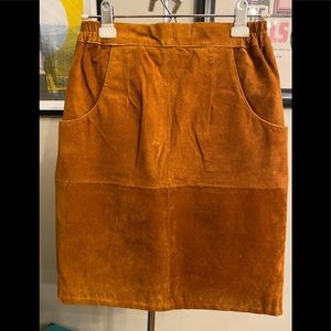 Vintage Cognac Suede Skirt